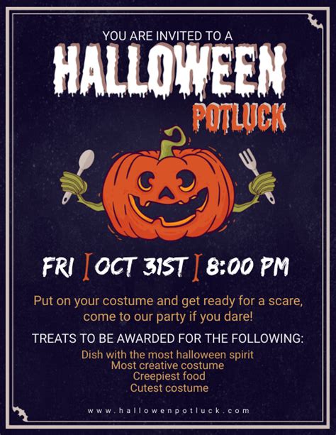 Halloween Potluck Invitation Template Free Printable Printable
