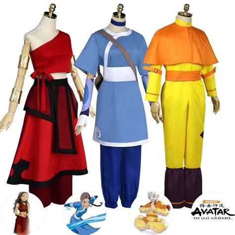 Anime Avatar The Last Airbender Katara Fire Nation Aang Cosplay Costume