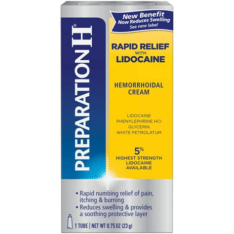 Preparation H Rapid Relief Wth Lidocaine Hemorrhoid Relief Cream 075