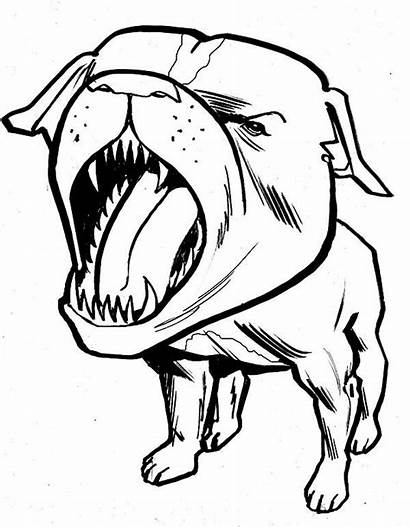 Pitbull Angry Coloring Barking Pages Drawing Face