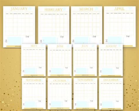 12 Month Calendar Printable Calendar Calendar Templates Organized