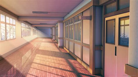 School Corridor By Mb0sco On Deviantart Anime Classroom Anime
