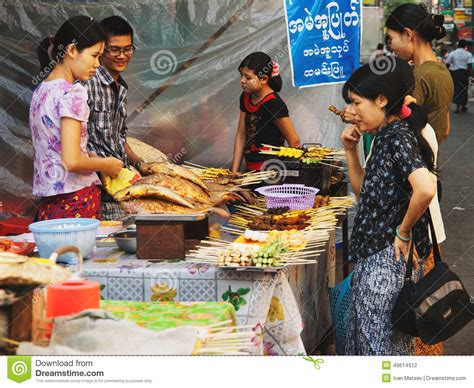 Street Market In Yangon Editorial Photography Image Of Selling 49614912