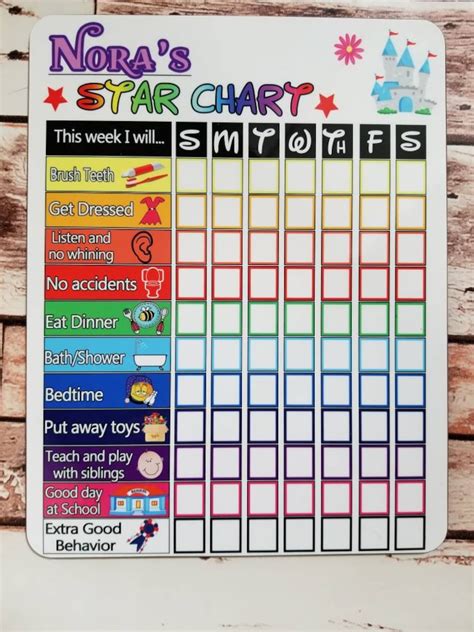 Star Chart Dry Erase Board 8x10kids Chartchore Chartreward Etsy