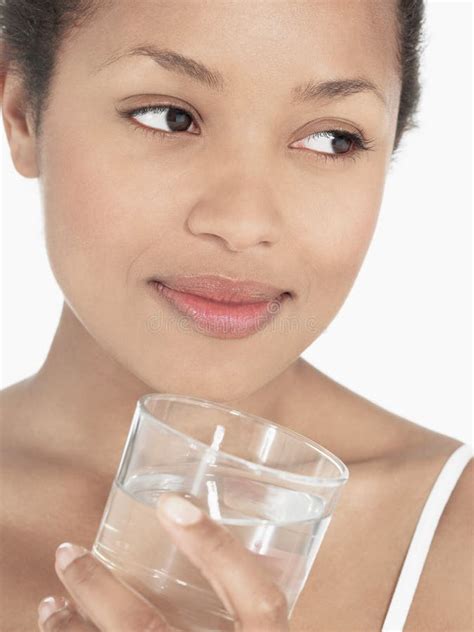 Portrait Of Young Attractive Woman Drinking Water Stock Photo Image