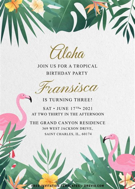7 Flamingo Birthday Invitation Templates For Your Kids Tropical