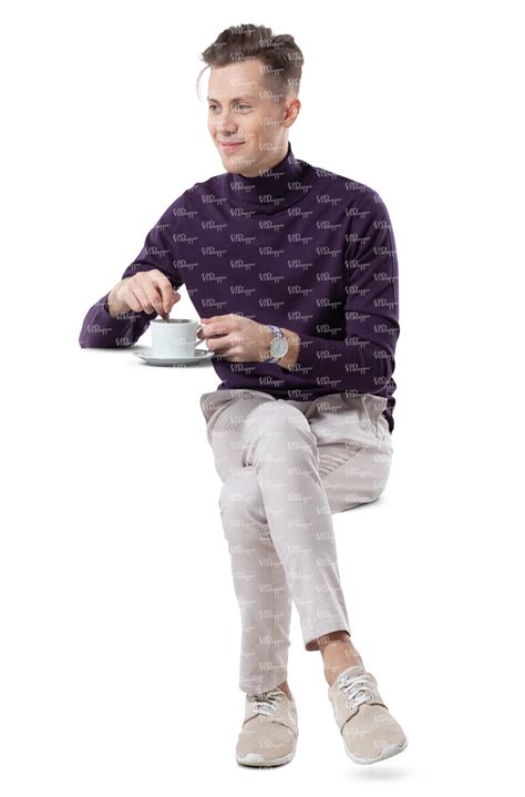 young man sitting and drinking coffee - VIShopper