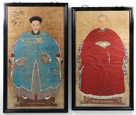Pair Of 19th Century Chinese Ancestor Portraits Sold At Auction On 1st