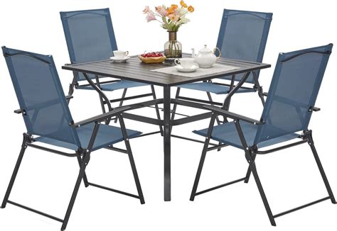Vicllax 5 Pieces Outdoor Patio Dining Table And Chairs Set
