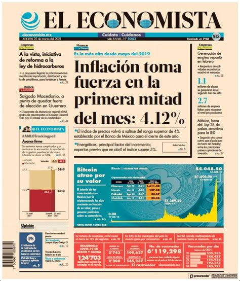 Periódico El Economista México Periódicos De México Edición De Jueves 25 De Marzo De 2021