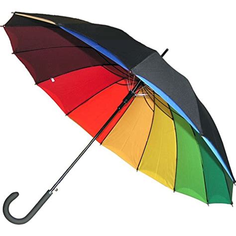 Double Canopy Rainbow Automatic Unisex Umbrella Blackbright Colours