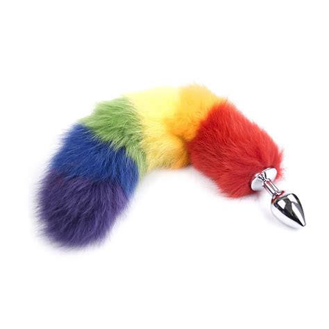 Colorful Fox Tail Anal Plug Siliconeandstainless Steel Butt Plug Anal Sex Toys For Couple Dildo