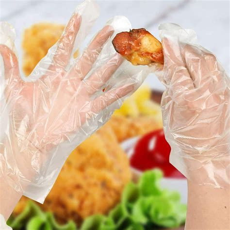 100pcs Food Service Disposable Gloves Polyethylene，one Size Fits Most