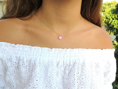 Pink Opal Necklace Gold Filled Opal Necklace Sterling Silver Etsy