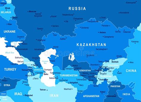 Caucasus And Central Asia Map Info Graphic Vector Illustration Stock