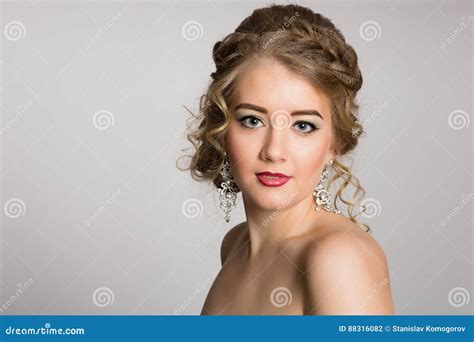 Charming Blonde With Naked Shoulders Stock Photo Image Of Elegance