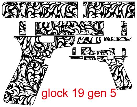 Artstation Glock 19 Gen 5 Floral Patterns Vector Engraving Design