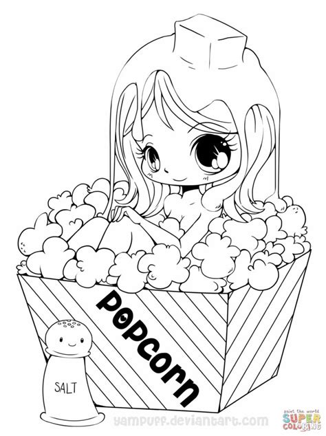 Coloring Pages Chibi Cupcake Girl Coloring Page Free