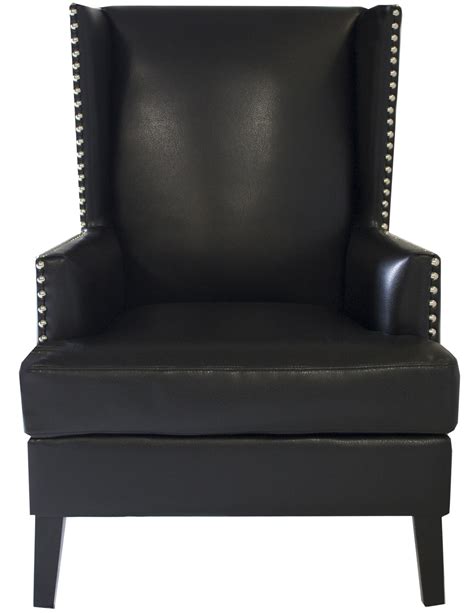 | chairs └ furniture └ home & garden all categories antiques art automotive baby books business & industrial cameras & photo cell phones & accessories clothing, shoes & accessories coins & paper. Nailhead Wingback Chair - Black Leather - Designer8