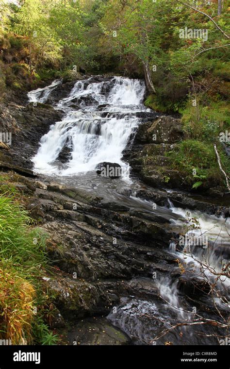 Upper Plodda Falls Waterfall Tomich Near Glen Affric In The Scottish