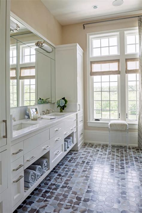 Cement tile master bathroom ideas. Master Bathroom Features Marble Floor With Intricate Tile ...