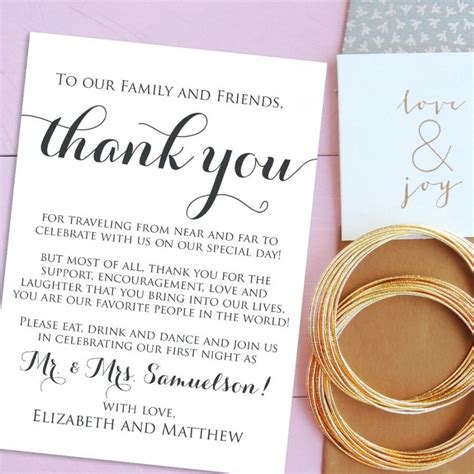 Wedding Thank You Cards Welcome Letter Printable Wedding Welcome
