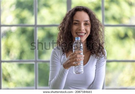 Fitness Woman Drink Water After Exercise Stock Photo 2087184661