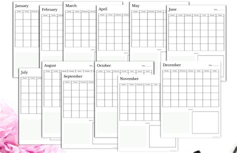 Free undated monthly calendar printable plus fillable pdf