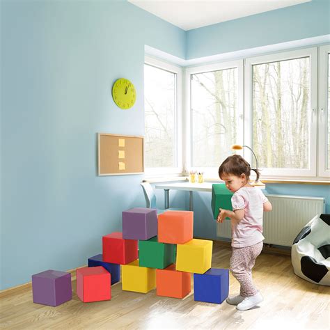 Homcom 12 Piece Soft Play Blocks Soft Foam Toy Building Stacking Block