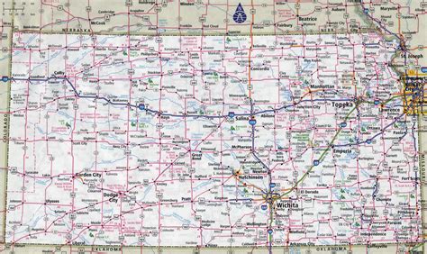 Large Detailed Roads And Highways Map Of Kansas State With Cities