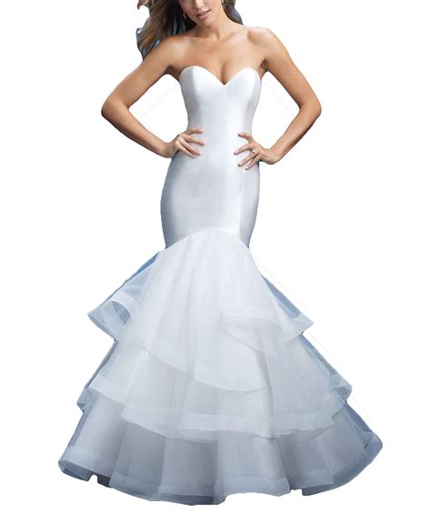 Fenghuavip Mermaid Wedding Dress Ruffles Organza Bride Gown Sweetheart Neck