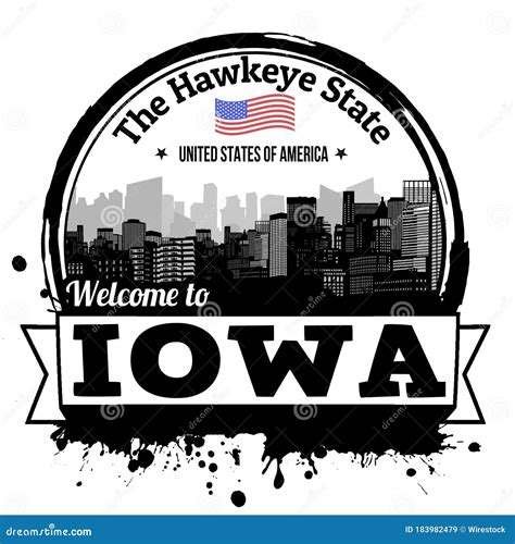 Illustration Of A Welcome To Iowa Stamp Isolated On A White Background
