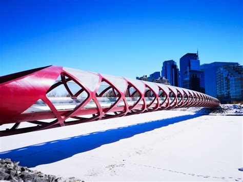 The Peace Bridge And Rainbow Bridge In Calgary