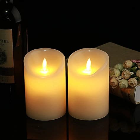 D3s5 Flameless Candles Set Battery Operated Led Pillar Moving Flame