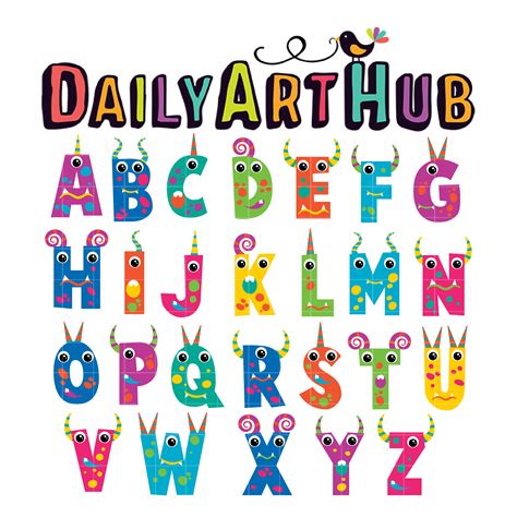Quirky Monster Alphabet Clip Art Set Daily Art Hub Free Clip Art Everyday