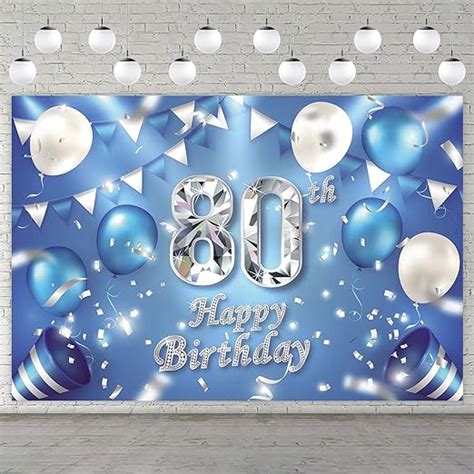 Happy 80th Birthday Banner Background Decorations Balloons