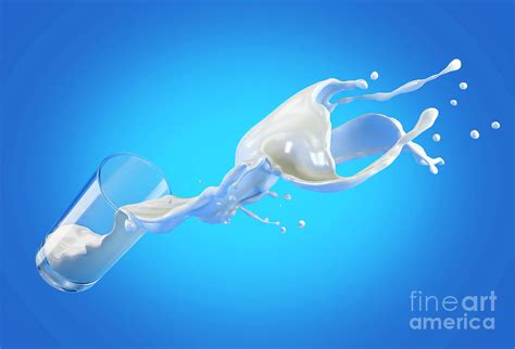 Glass Of Milk Spilling In Air With Splash Photograph By Leonello