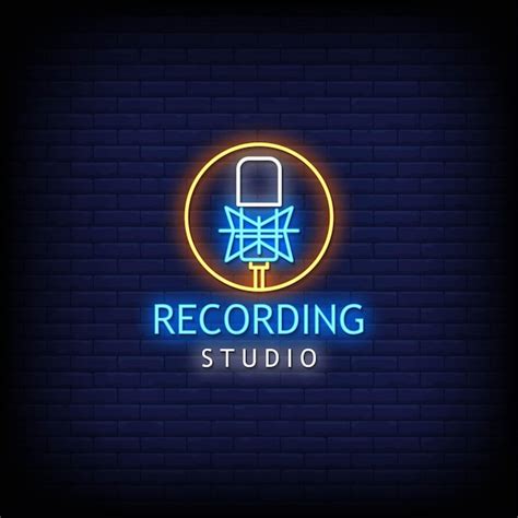 Premium Vector Recording Studio Logo Neon Signs Style Text