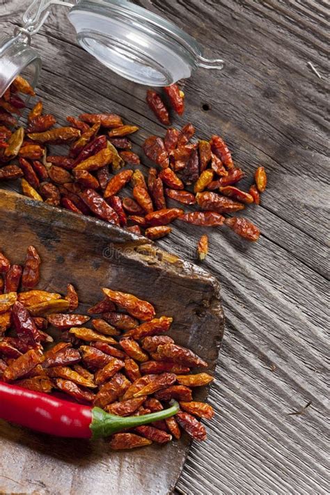 Red Fresh And Dried Chili Peppers Stock Image Image Of Natural Shot