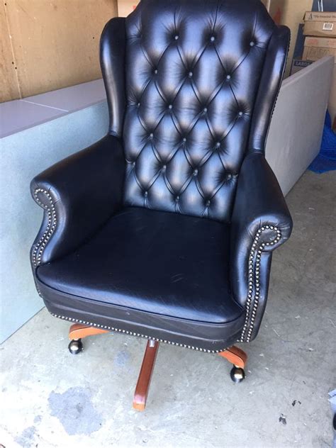 Blue Leather Tufted Desk Office Chair For Sale In Alexandria Va Offerup