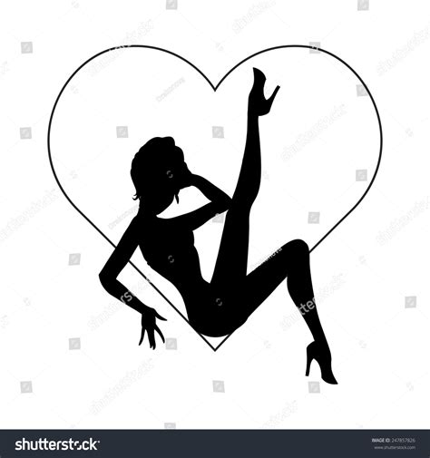 Vector Silhouette Sexy Pinup Girl Sitting Stock Vector 247857826