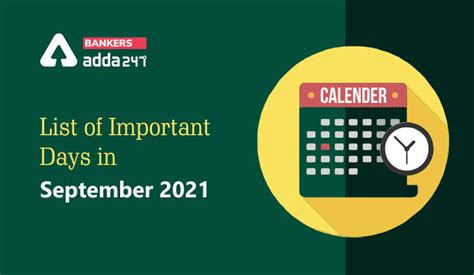 Important Days In September 2021 National And International Days And Dates