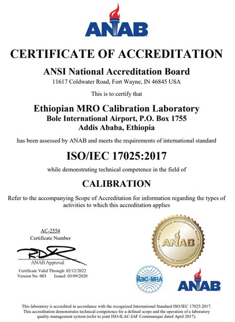 Calibration Services Ethiopian Airlines Mro