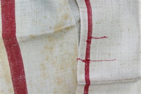Vintage Red Stripe Grain Sack Flax Linen Towels And French Country
