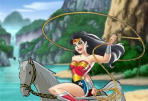 Wonder Woman Riding Winged Victory Around On Themyscira Justice