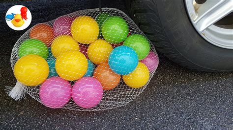 Experiment Color Blippi Balls Vs Car Crushing Crunchy And Soft Things