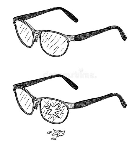Broken Glasses Vector Sketch Illustration Old Break Glasses Glasses