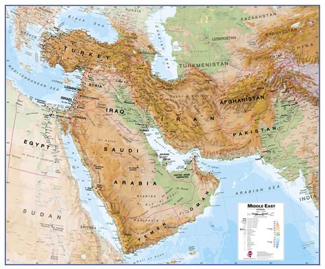 Physical Map Of Middle East Map Of The Usa With State Names