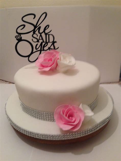 Heart shaped engagement wedding cake cakecentral com. She Said Yes Engagement Cake - My Cakes & Cakes