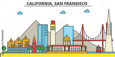 California San Francisco City Skyline Architecture Buildings Streets Silhouette Landscape